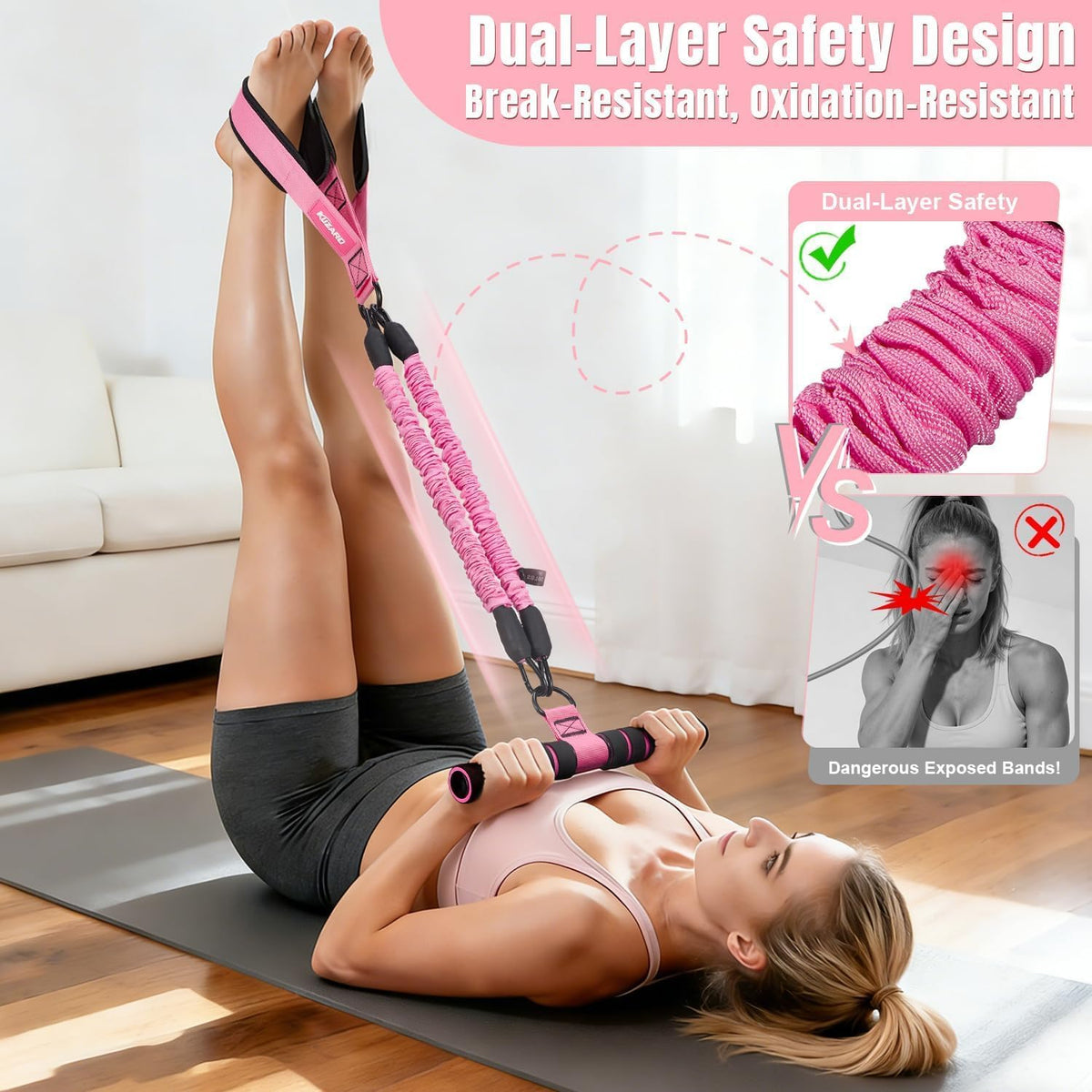3-Tube Sit-Up Resistance Band Trainer