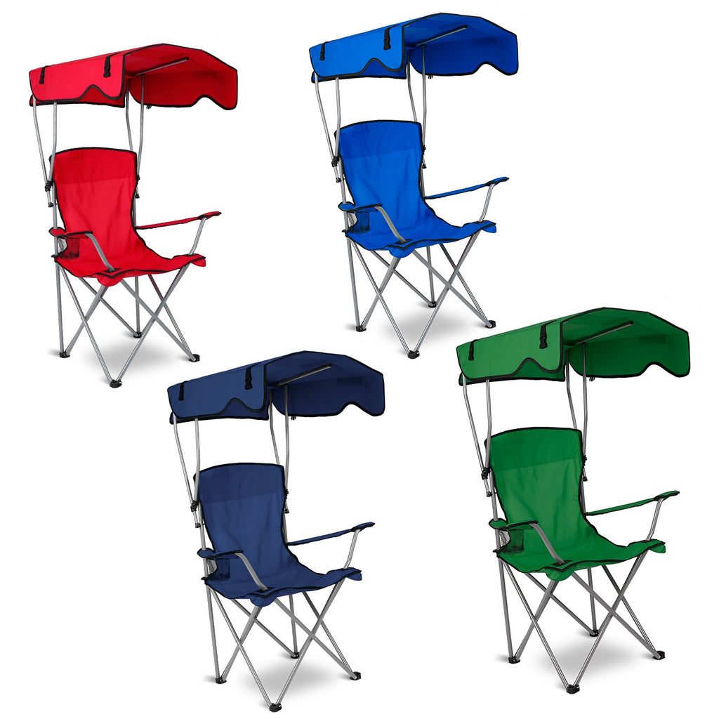 Folding Camping Chair with Shade Canopy & Cup Holder