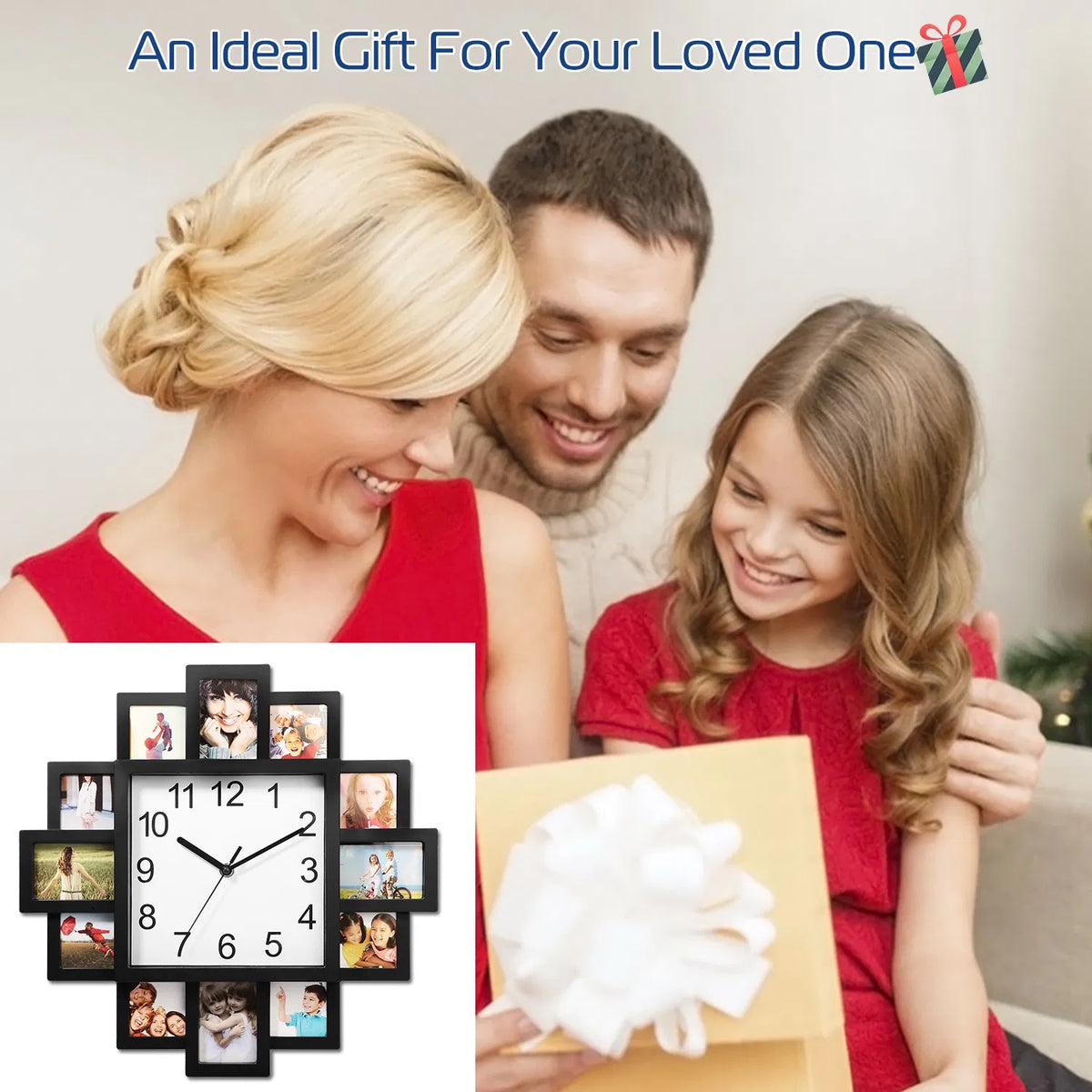 12-Photo Collage Wall Clock