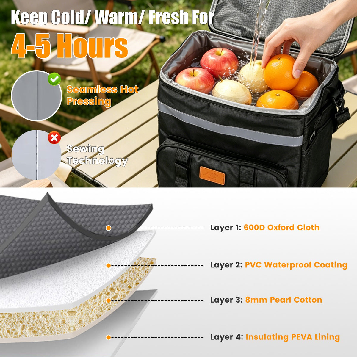 Rolling Cooler Bag with Wheels & Backpack Straps