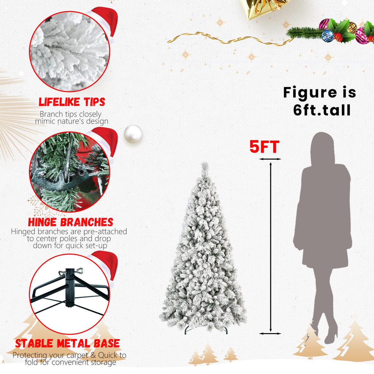 4 ft Flocked Artificial Christmas Tree