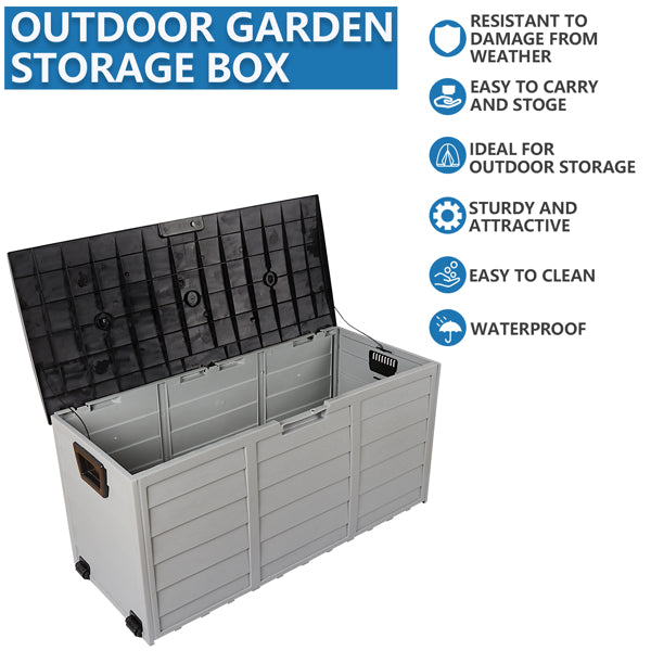 Outdoor Patio Storage Box, 75 Gallon (Black Lid)