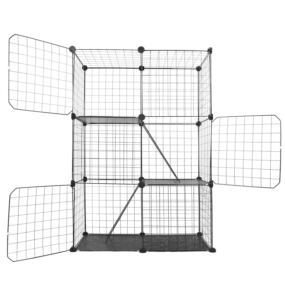 3-Tier Metal Cat Playpen with Ladders
