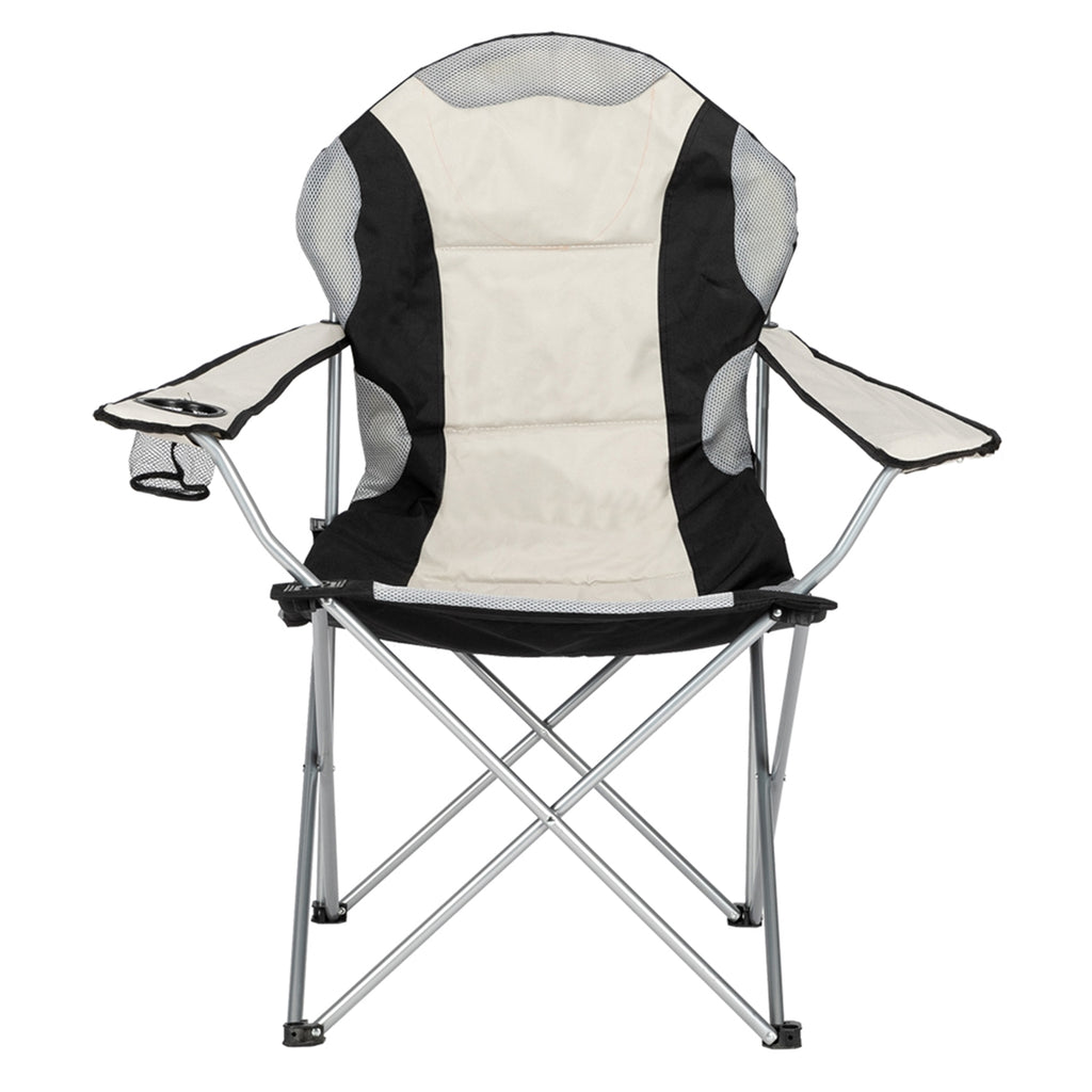 Folding Camping Chair, Iron Frame (Grey / Off-White)