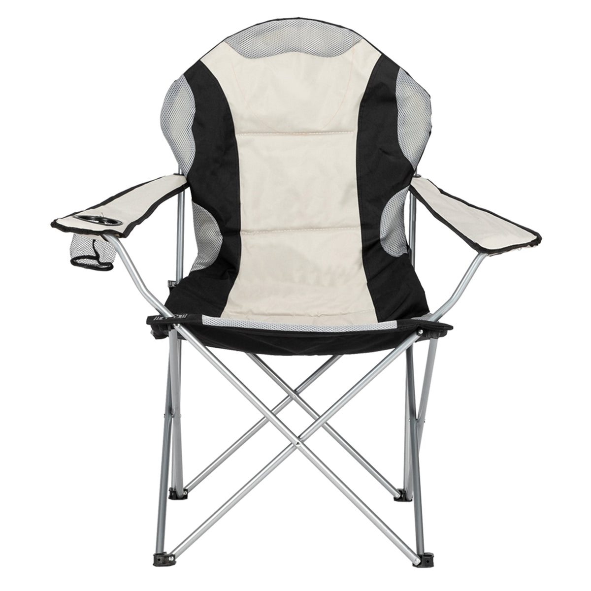 Folding Camping Chair, Iron Frame (Grey / Off-White)