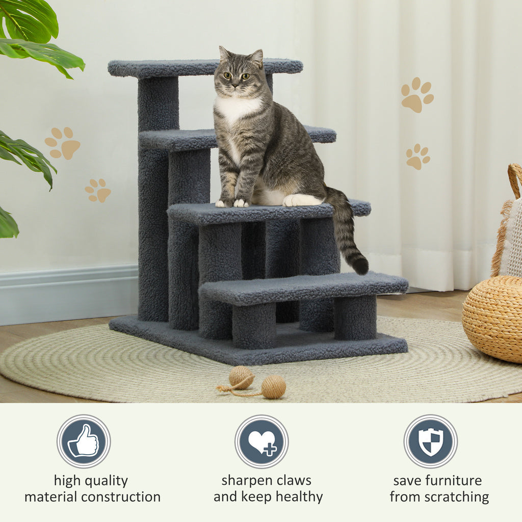 4-Step Carpeted Pet Stairs with Scratching Post (25 in)