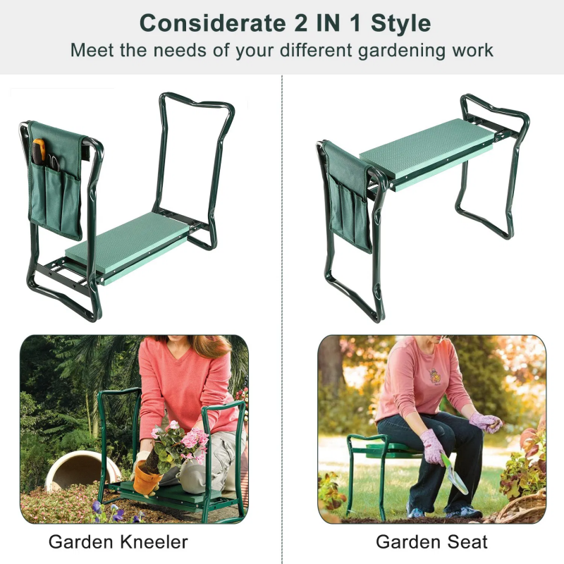 Foldable Garden Kneeler & Seat with Tool Pouch