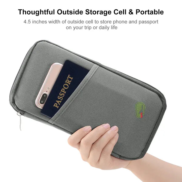 Zippered Travel Passport & Document Wallet